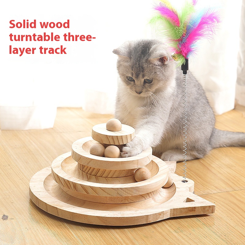 Toy Solid Wood Turntable Self-Hi Cat Teaser