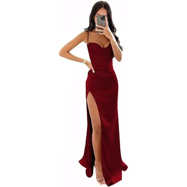 European And American Women's Clothing Sleeveless Camisole Evening Dress Dark Red - Shop at LoveMi