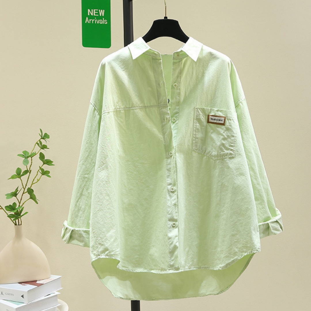 Women's Cotton Long-sleeved Shirt Fashionable Loose Cardigan Shirt