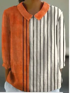 Women's Flower Digital Printed 34 Sleeves Shirt Top T-shirt Batch - Ncs01025041707-3Xl
