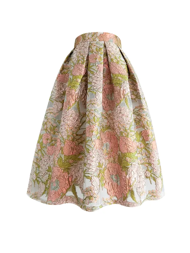 Organza Pettiskirt Embroidered High Waist Midi Skirt Blue - Shop at LoveMi