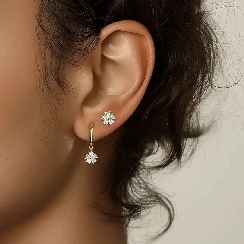 S925 Sterling Silver French Petal Earrings For Women