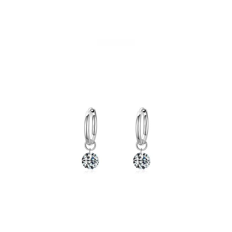S925 Sterling Silver Glossy Artificial Diamond Zircon Delicate Earrings