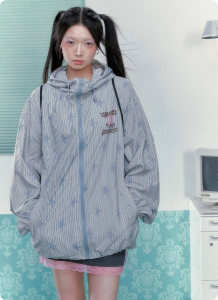 Sunscreen Clothing Summer Printed Drawstring Long Sleeved Jacket