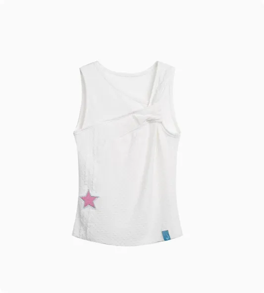 Vest Women's Tencel Polka Dot Texture Shoulder Strap Knot White - Shop at LoveMi