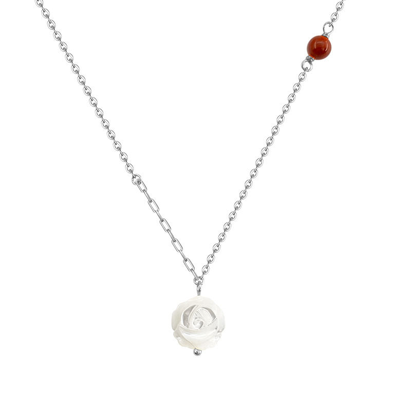 Women's S925 Sterling Silver Natural Shell Pendant Necklace