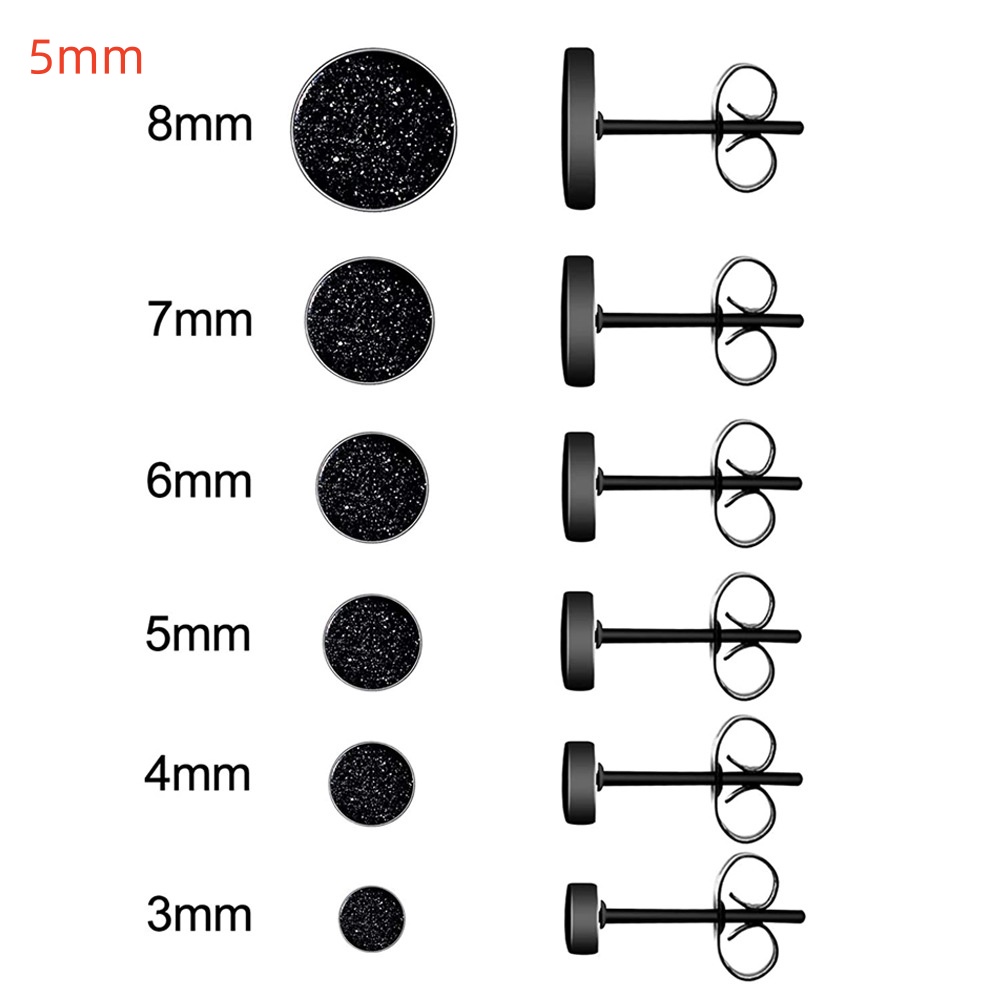 Black Round Cake Auricular Needle Boys Ear Studs Fake Ear Extender Simple Man Human Body Piercing Accessories