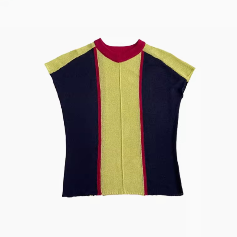 Salt Design Knitted Contrast Color Slim Fit Vest