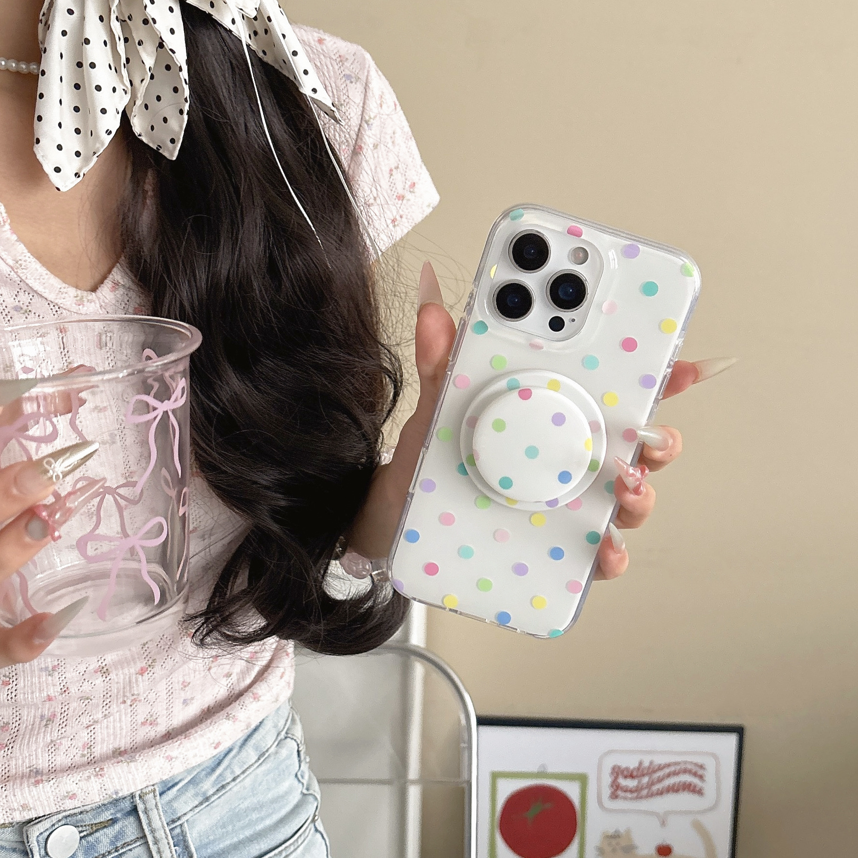 Polka Dot Phone Case Magnetic Bracket