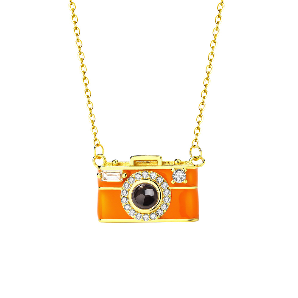 Creative Advanced Niche Camera Multi-language Projection Clavicle Pendant Necklace