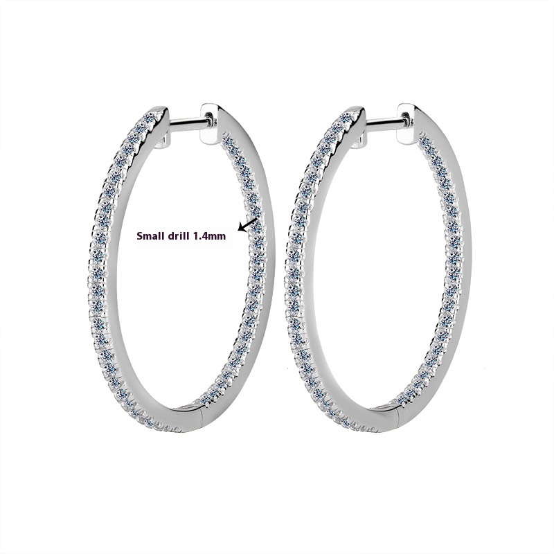 New Women's Circle Large Earrings S925 Sterling Silver