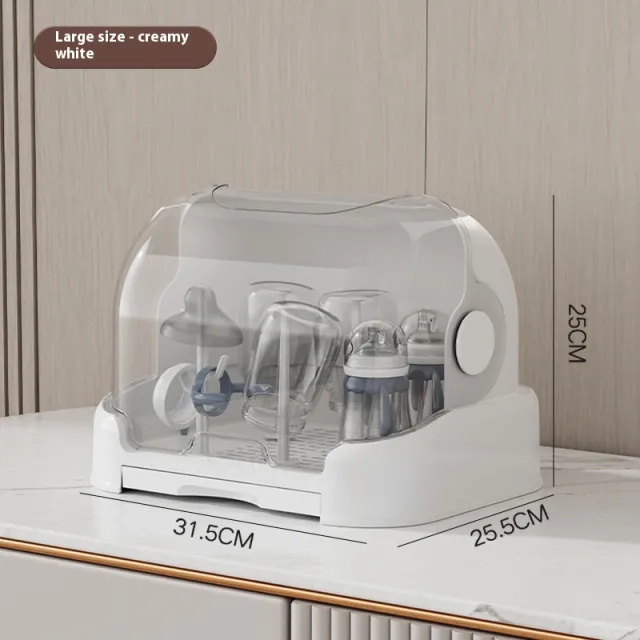 Baby Tableware Draining Rack Dustproof Cover Storage Box Large White Without Bracket - Shop at LoveMi