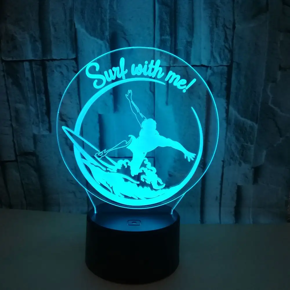 Touch 3D Small Night Lamp Crack 3DLED Stereo Vision Sliding Wave 3D Stereo