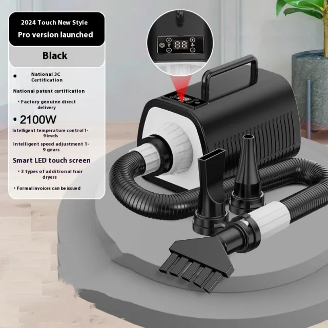 Pet Hair Dryer Household Dog High power Hair Blowing Machine C02 Smart Touch Black - Shop at LoveMi