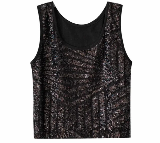 Cropped Nightclub Disco Sleeveless Top Black - Shop at LoveMi