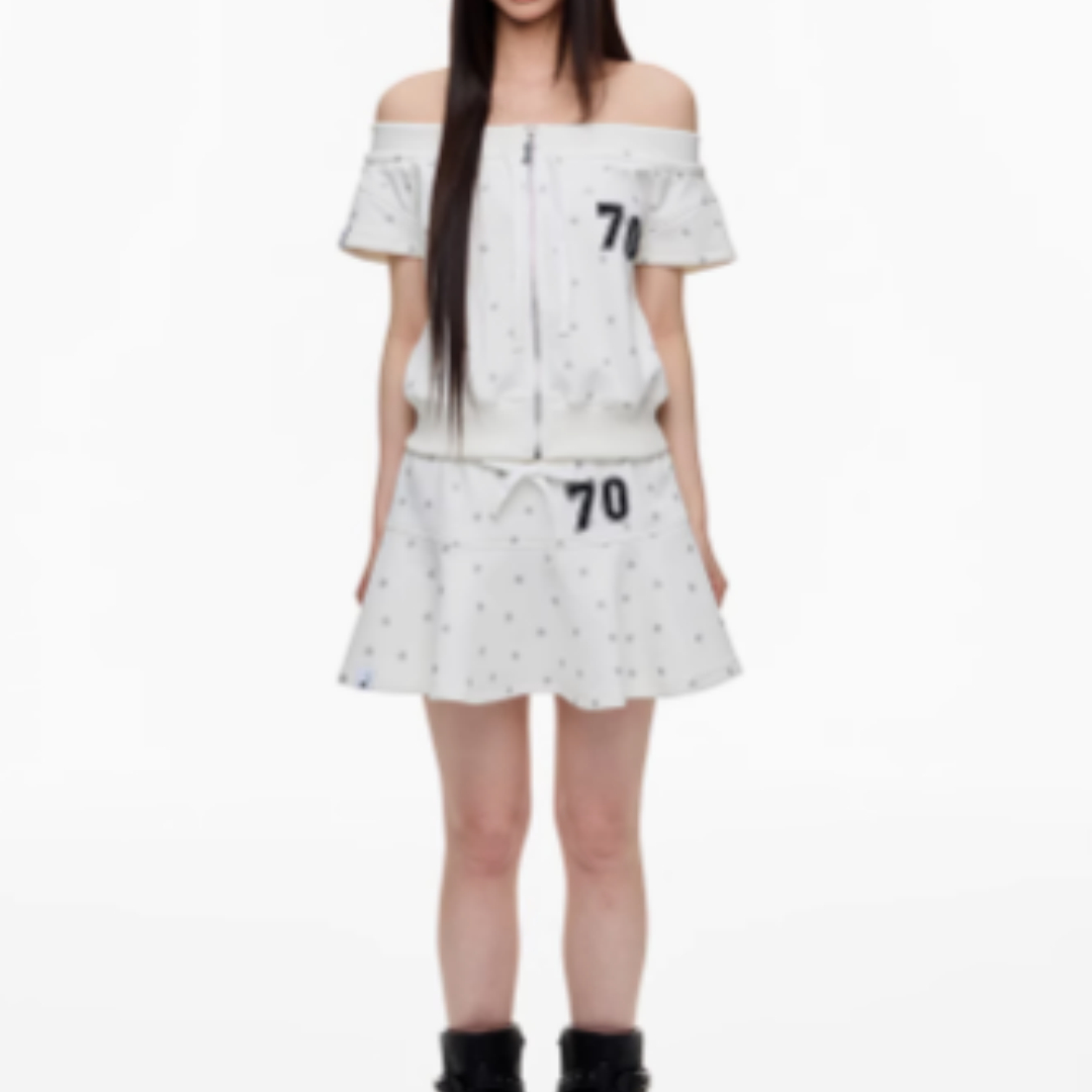 Sports Short Sleeved Cardigan With Star Print Stitching