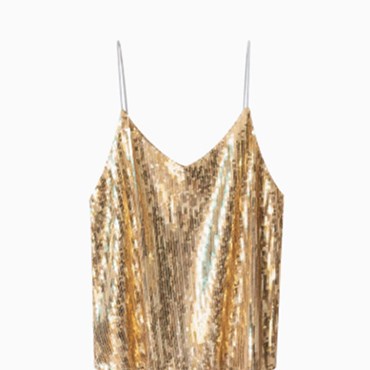 Gold And Silver Color Glitter V-neck Sling Vest