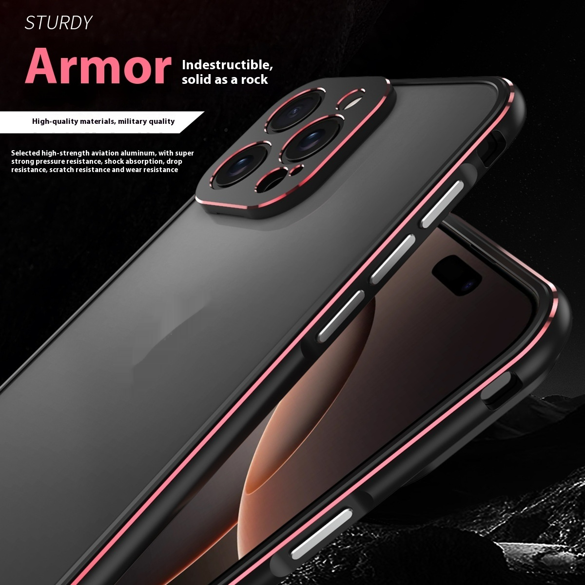 Title 4, iPhone 16 Pro Metallrahmen Schutzhülle Dünn Hoc...