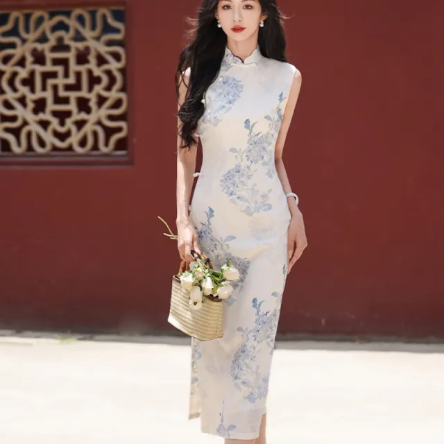 New Summer Girl's New Republic Of China Style Sleeveless Daily Dress Blue And White - Shop at LoveMi