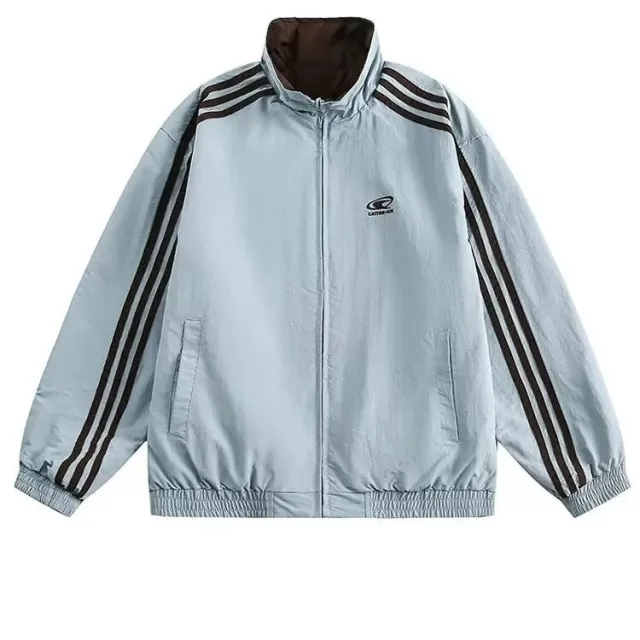 American Retro College Style Reversible Jacket Blue - Shop at LoveMi