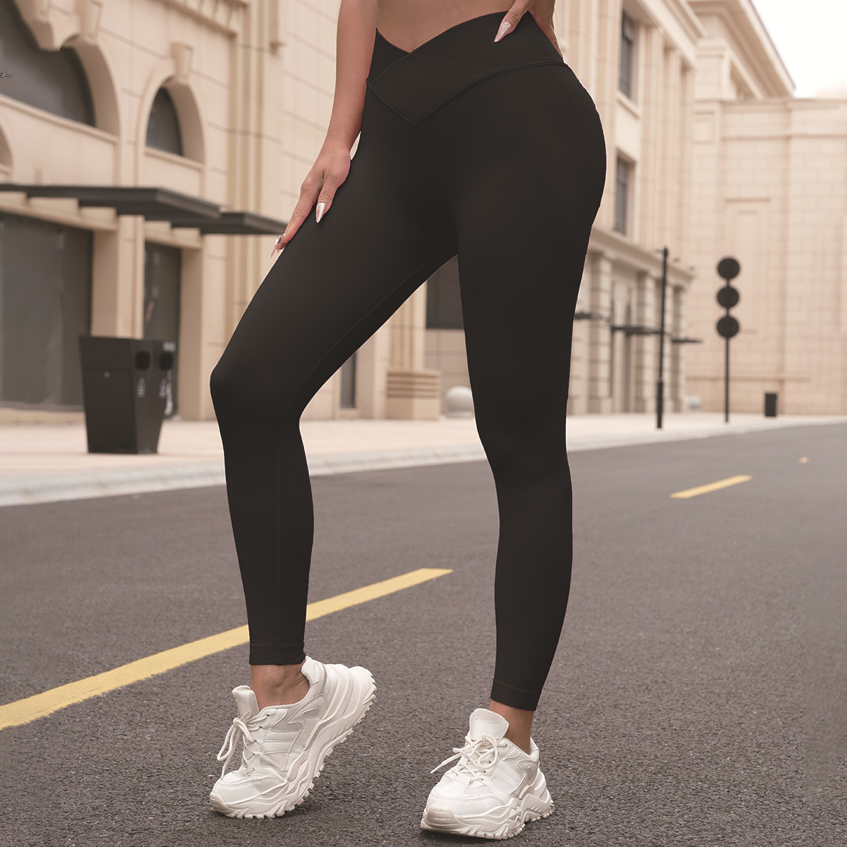 Seamless Cross V Waist Peach Hip Yoga Pants Fitness