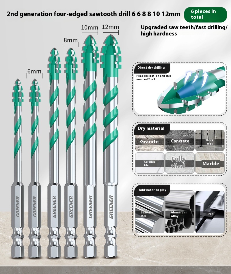 Four-blade Serrated Eccentric Bit Tile Concrete Punching Special