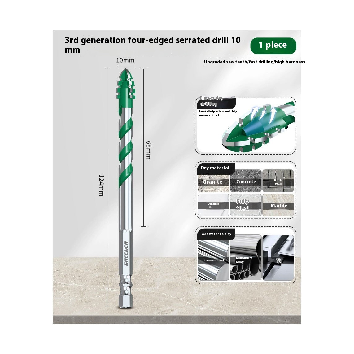Four-blade Serrated Eccentric Bit Tile Concrete Punching Special