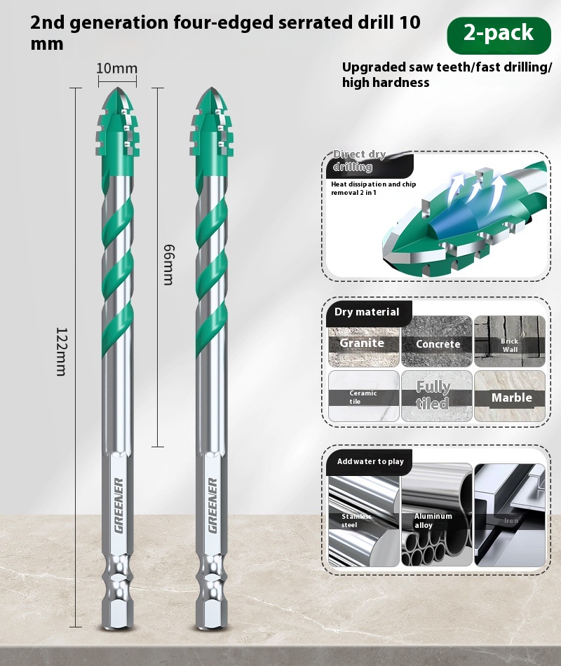 Four-blade Serrated Eccentric Bit Tile Concrete Punching Special