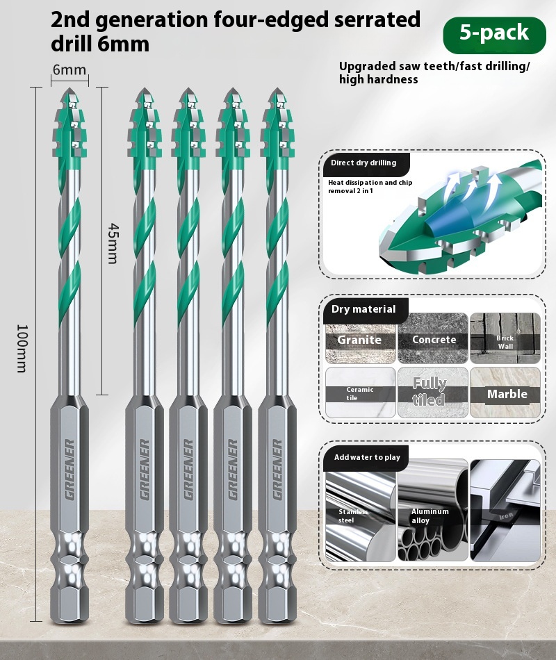 Four-blade Serrated Eccentric Bit Tile Concrete Punching Special
