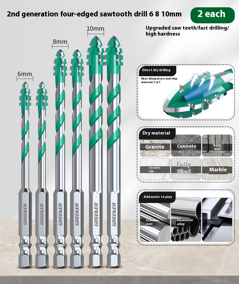 Four-blade Serrated Eccentric Bit Tile Concrete Punching Special