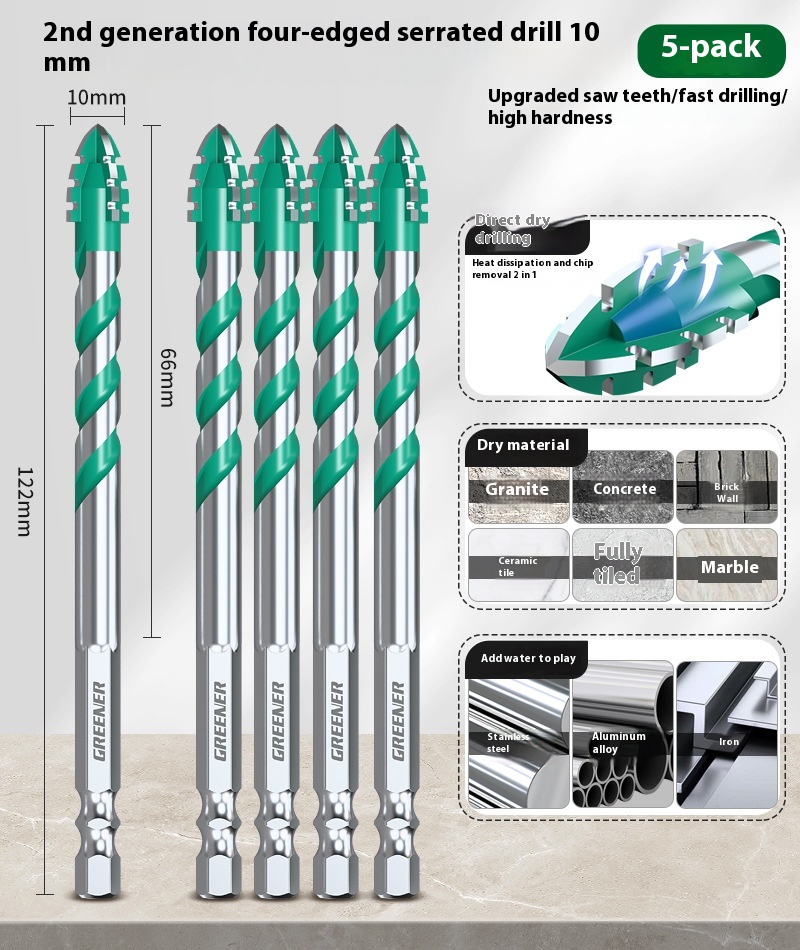 Four-blade Serrated Eccentric Bit Tile Concrete Punching Special