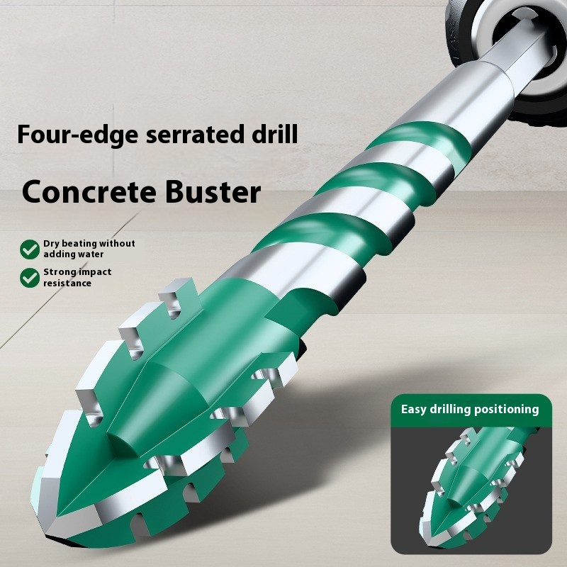 Four-blade Serrated Eccentric Bit Tile Concrete Punching Special
