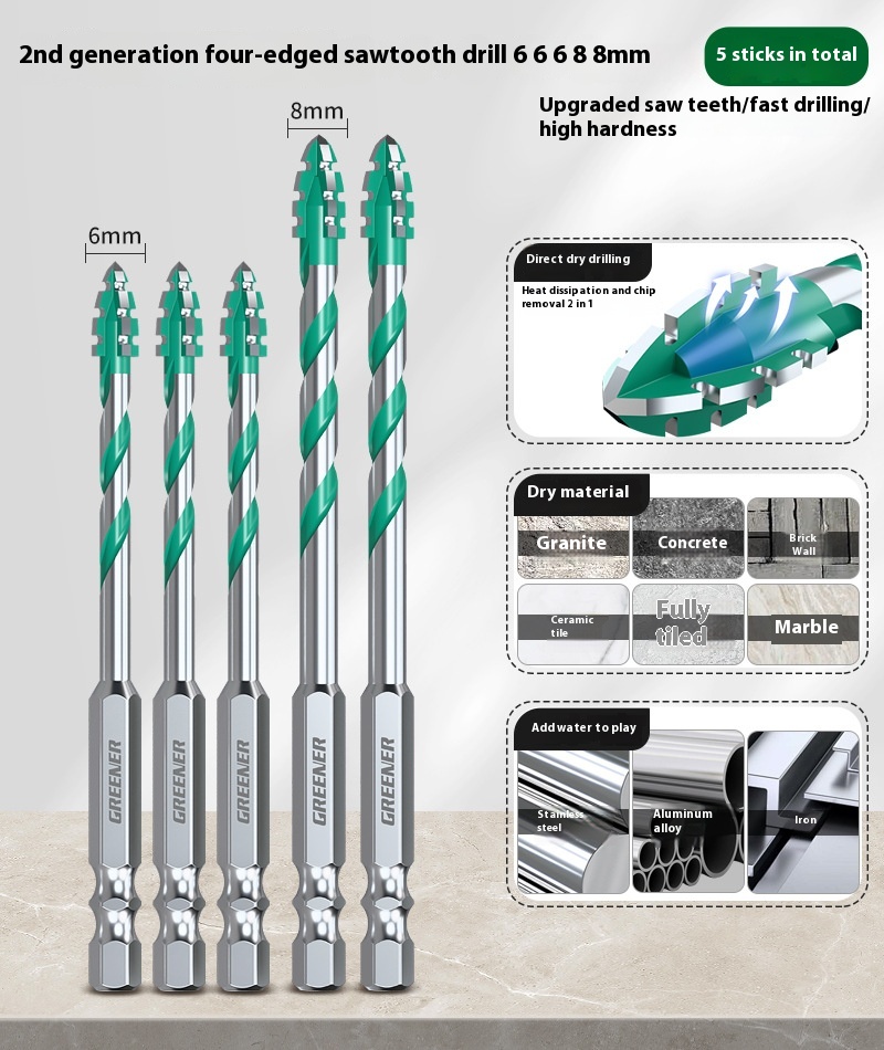 Four-blade Serrated Eccentric Bit Tile Concrete Punching Special