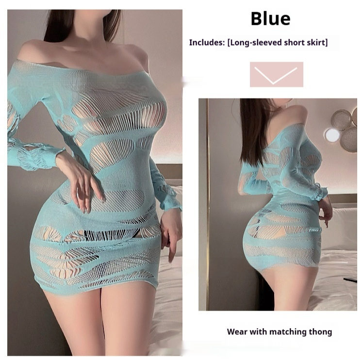 Women's Fashion Long Sleeve Hollow Hip Skirt