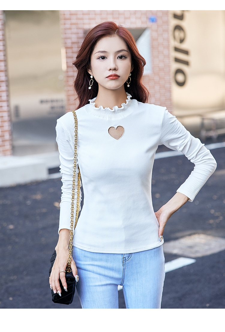 Long Sleeve Bottoming Shirt Women's Hollow Embroidered Top