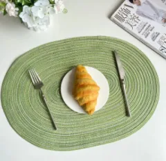 Woven Heat Proof Mat Creative Oval - Green - View 1