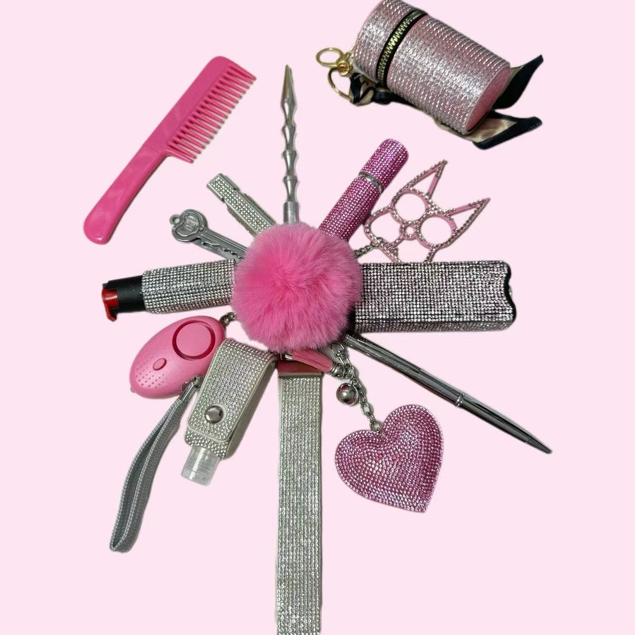 Ladys Home Silver Defense Keychain Set