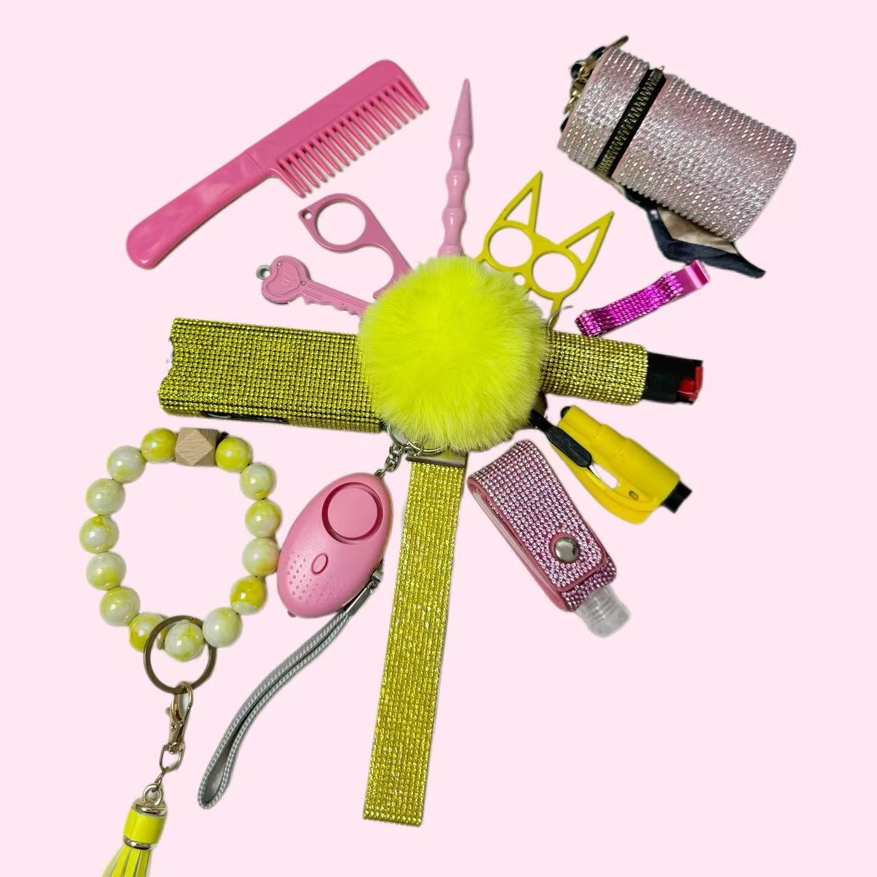 Ladys Home Yellow Defense Keychain Set