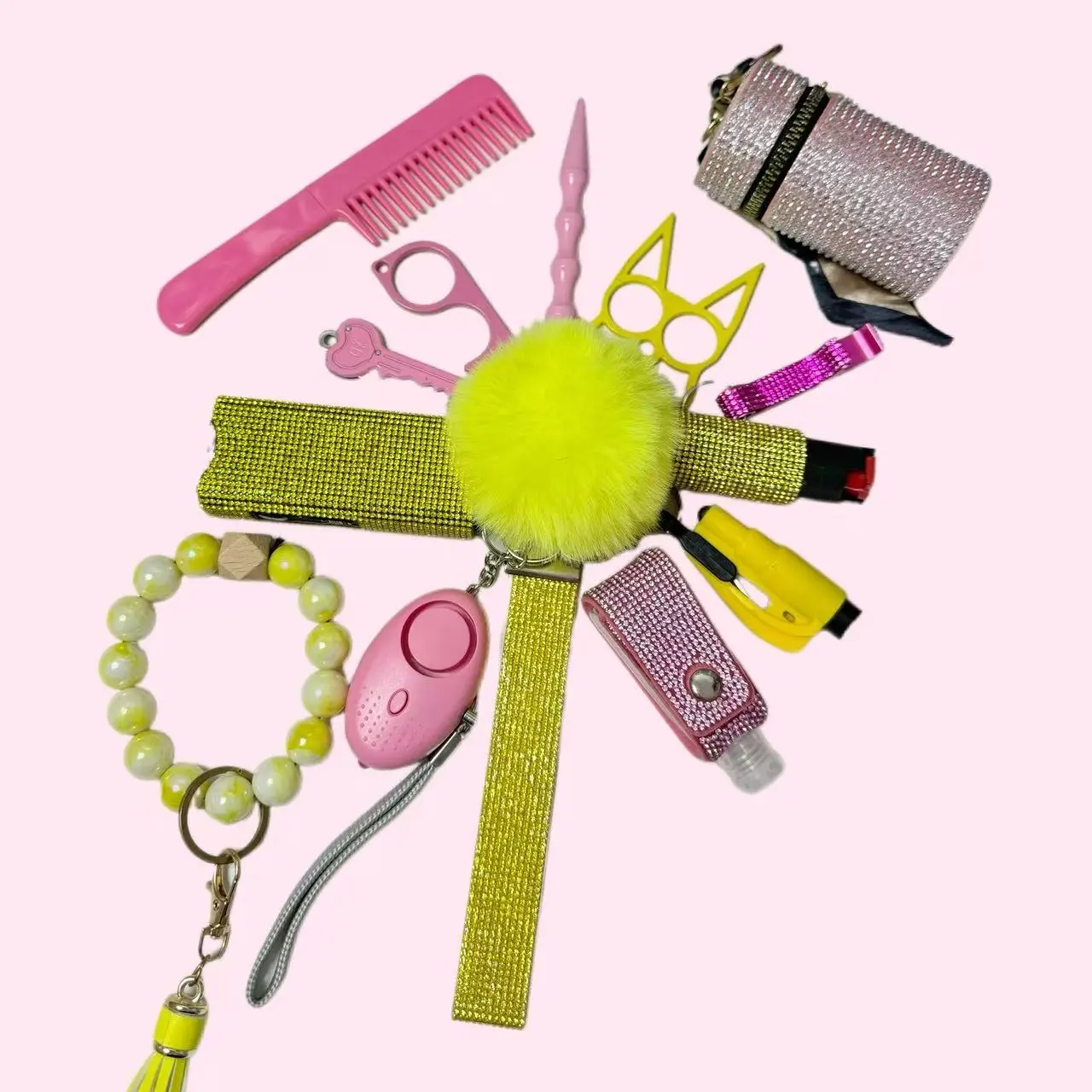 Ladys Home Yellow Defense Keychain Set