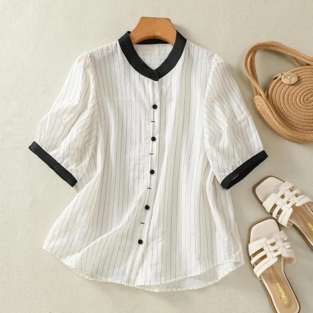 Summer Loose Youthful looking Chic Puff Sleeve Small Shirt Top White - Shop at LoveMi