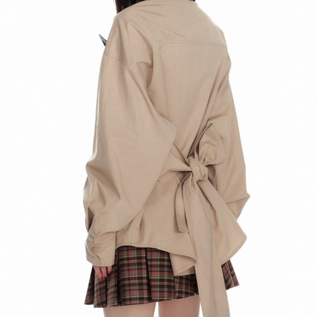 Color Blocking Patchwork Striped Back Strap Versatile Shirt For Women