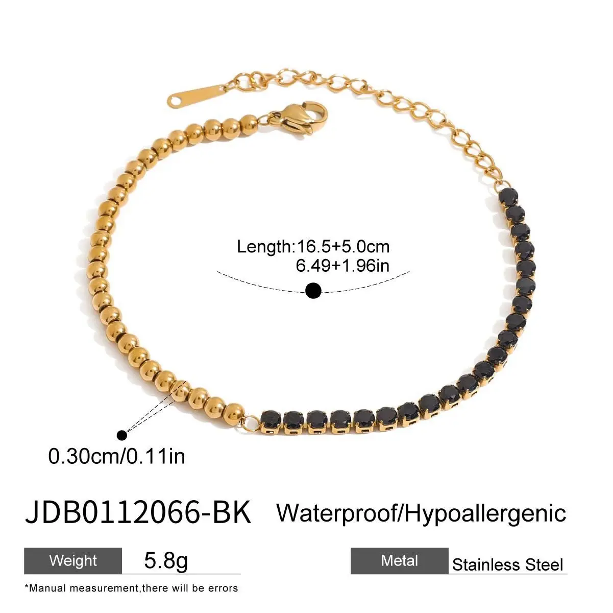 Female Diamond Inlay Stainless Steel Twin Bracelet