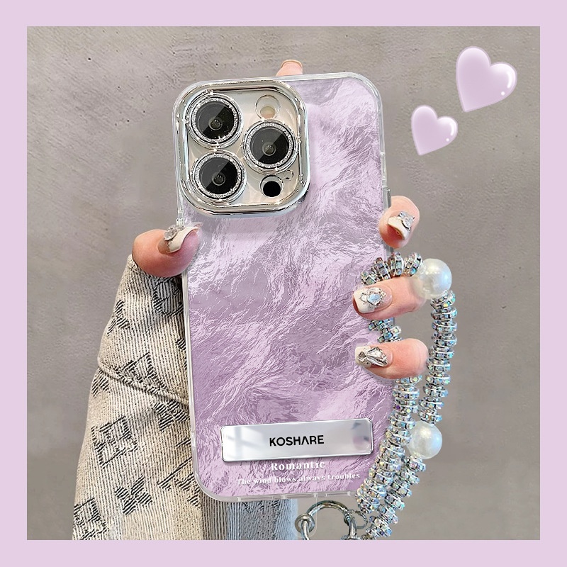 Ice Blue Gradient Invisible Bracket Chain Phone Case