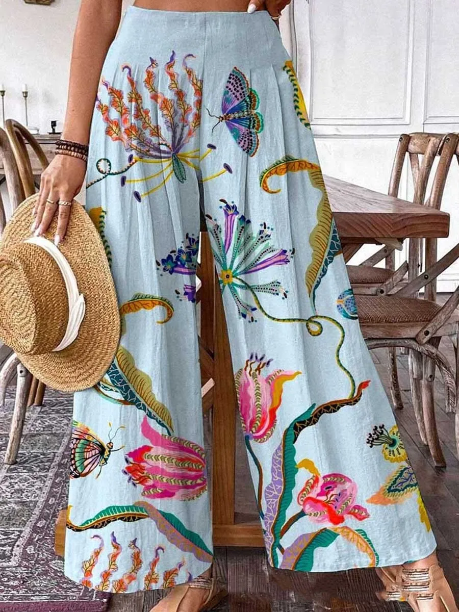 Elegant High Waist Wide Leg Women's Trousers - 2 A297