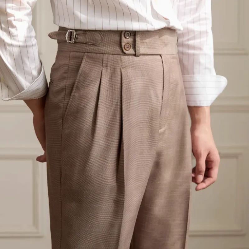 Retro Italian Wool Blended Lightweight Casual Suit Pants
