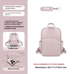 Simple Canvas Travel Large Capacity Women's Backpack - Pink - View 1