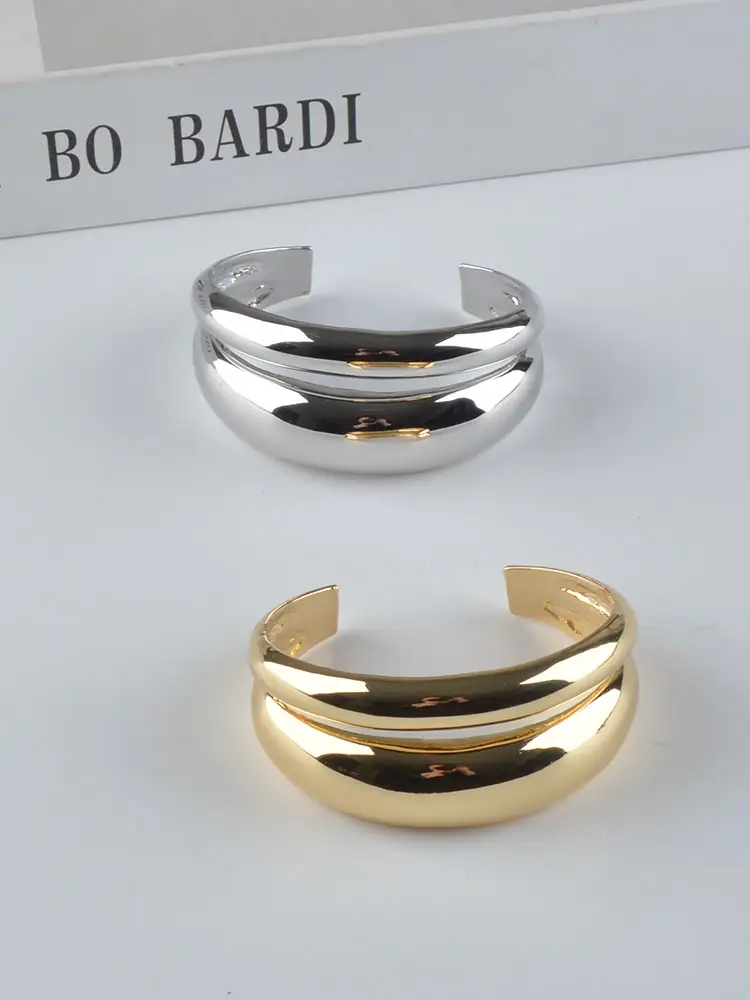 Glossy And Simple Bracelet Double-layer Design Wide Bracelet