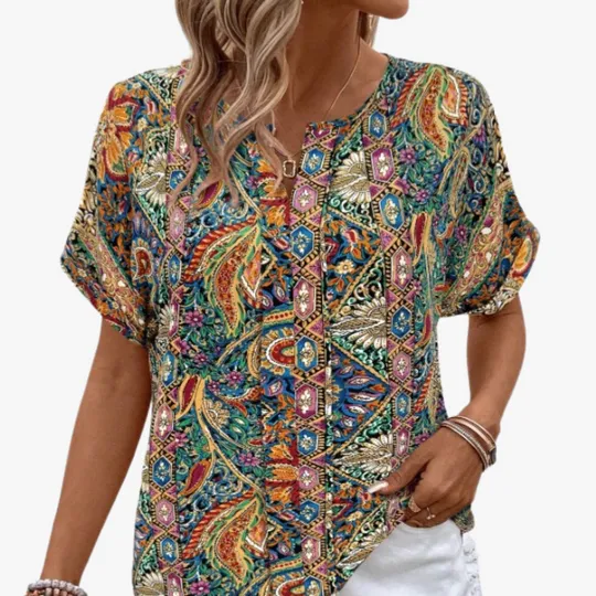 Retro Ethnic Style 3D Printed Home Casual Short Sleeve - Shop at LoveMi