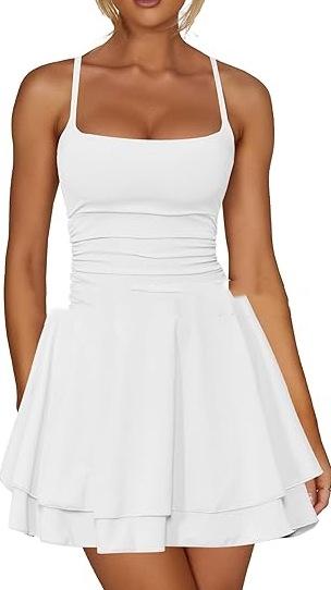 Solid Color Strappy Low cut Backless Short Dress White - Shop at LoveMi