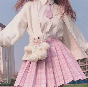 Japanese College Style Long Short Sleeved Pleated Skirt Girls Worry Dress - Shop at LoveMi